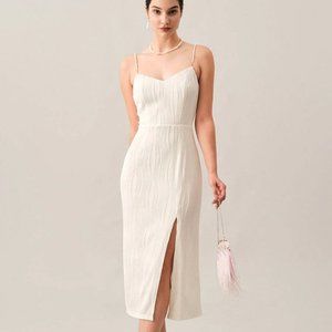 White Retro Pearl Textured Dress